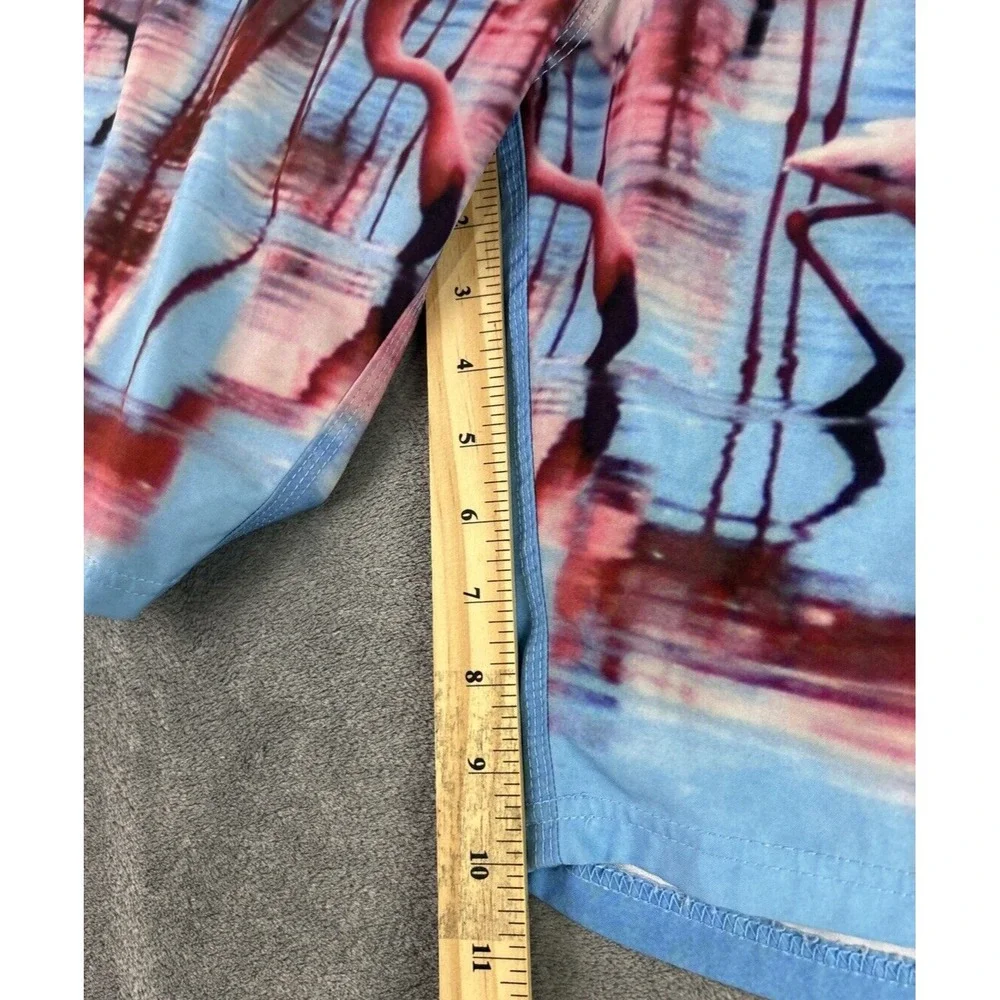 Old Navy Men's 38 Blue Pink Flamingo Hybrid Board Shorts Swim‎ Tropical Boho Fun
